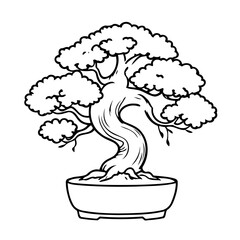 Simple vector illustration of Bonsai doodle for toddlers worksheet