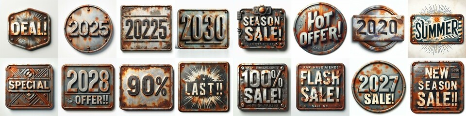 Sale label Metal grunge and rusty. AI generated illustration