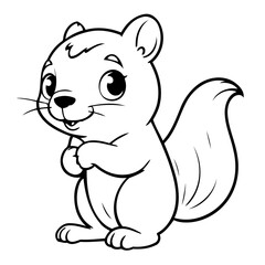 Cute vector illustration Squirrel hand drawn for kids page