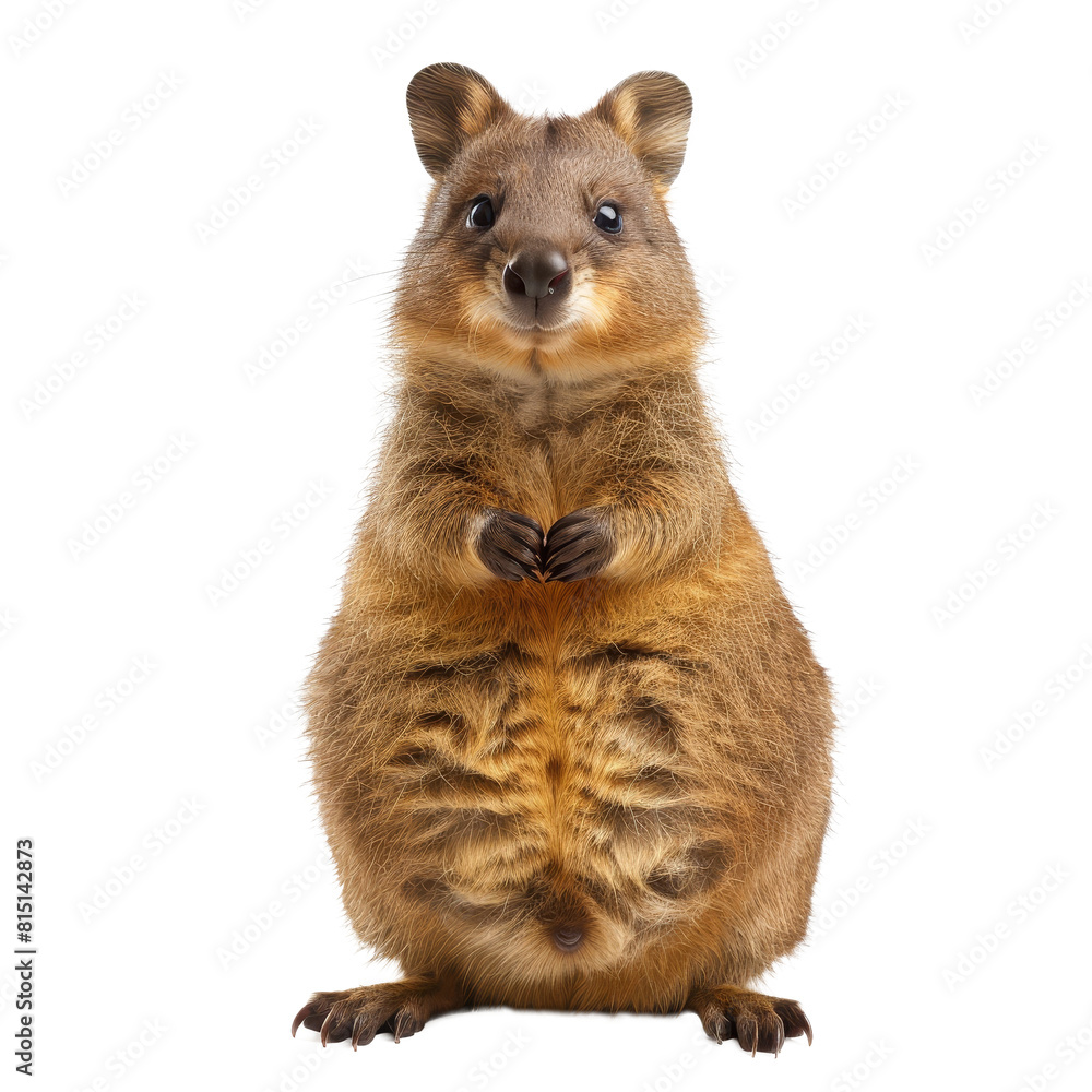 Poster a small kangaroo stands in front of a plain png background, a beaver isolated on a whitepng backgrou