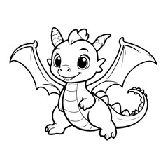 Cute vector illustration Dragon for kids colouring worksheet