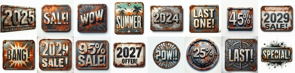 Sale label Metal grunge and rusty. AI generated illustration