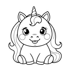 Cute vector illustration Unicorn for toddlers colouring page