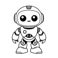Simple vector illustration of Robot for toddlers colouring page