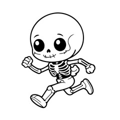 Vector illustration of a cute Skeleton drawing for colouring page