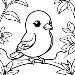 Simple vector illustration of Bird for toddlers colouring page