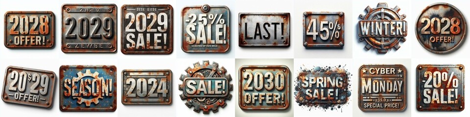 Sale label Metal grunge and rusty. AI generated illustration