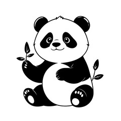 Simple vector illustration of Panda outline for colouring page