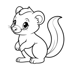 Vector illustration of a cute Skunk doodle for toddlers worksheet