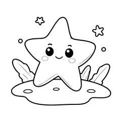 Cute vector illustration StarFish doodle for toddlers worksheet