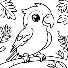 Cute vector illustration Parrot doodle for kids coloring worksheet