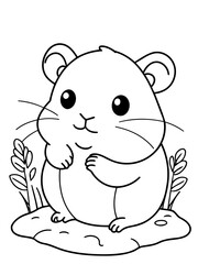 Simple vector illustration of Hamsterin doodle for toddlers worksheet