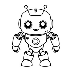 Vector illustration of a cute Robot drawing for toddlers coloring activity