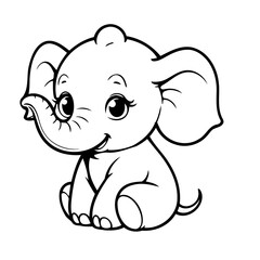 Cute vector illustration Elephant doodle for toddlers colouring page