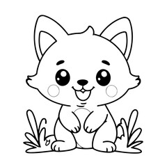Simple vector illustration of Kawaii hand drawn for kids page