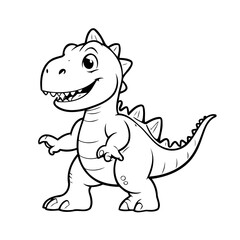 Vector illustration of a cute Dino drawing for kids page