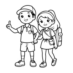 Cute vector illustration Couple drawing for children page