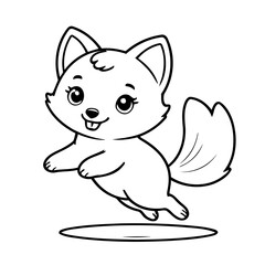 Cute vector illustration Fox doodle for children worksheet