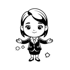 Cute vector illustration BusinessWoman doodle for toddlers colouring page