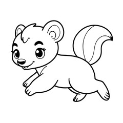 Simple vector illustration of Skunk colouring page for kids
