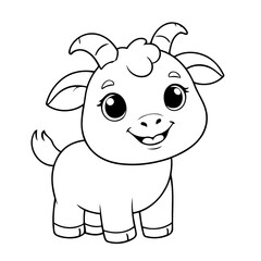 Simple vector illustration of Goat drawing colouring activity