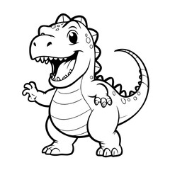 Simple vector illustration of Dino hand drawn for toddlers