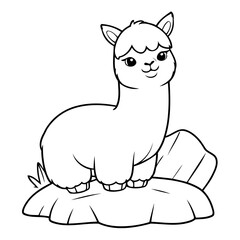Vector illustration of a cute Alpaca doodle for kids coloring worksheet