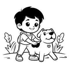Simple vector illustration of Boy for kids coloring page
