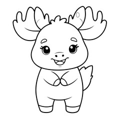 Cute vector illustration Moose hand drawn for toddlers