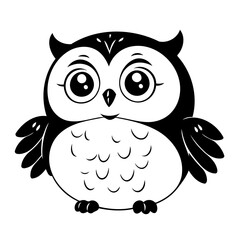 Simple vector illustration of Owl for toddlers colouring page