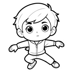 Vector illustration of a cute Boy drawing for toddlers coloring activity