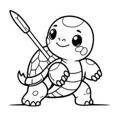 Cute vector illustration Turtle doodle for toddlers colouring page
