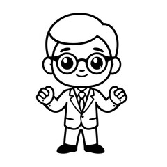 Simple vector illustration of Businessman drawing for toddlers colouring page