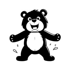 Cute vector illustration Bear doodle for kids coloring worksheet