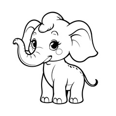 Cute vector illustration Elephant drawing for kids page