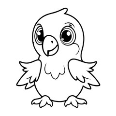 Cute vector illustration Parrot drawing for children page