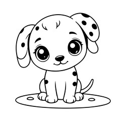Vector illustration of a cute Dalmatian drawing for toddlers coloring activity
