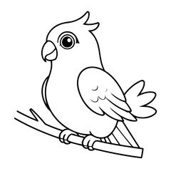 Cute vector illustration Parrot drawing for kids colouring page