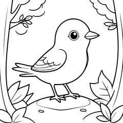 Simple vector illustration of Bird for toddlers colouring page