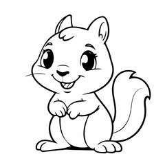 Vector illustration of a cute Squirrel doodle colouring activity for kids