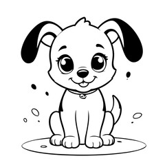Vector illustration of a cute Puppy doodle colouring activity for kids