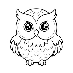 Cute vector illustration Owl drawing for kids colouring activity