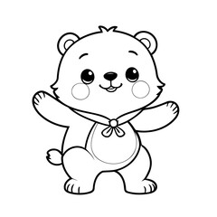 Obraz premium Cute vector illustration Bear drawing for children page