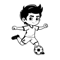 Cute vector illustration SoccerPlayer drawing for toddlers colouring page