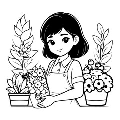 Cute vector illustration Florist doodle for toddlers worksheet
