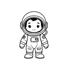 Vector illustration of a cute Astronaut doodle for toddlers worksheet