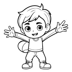 Vector illustration of a cute Boy doodle for children worksheet