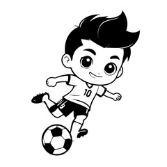 Vector illustration of a cute SoccerPlayer drawing colouring activity
