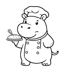 Cute vector illustration Hippo hand drawn for toddlers