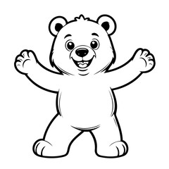 Obraz premium Vector illustration of a cute Bear doodle for children worksheet